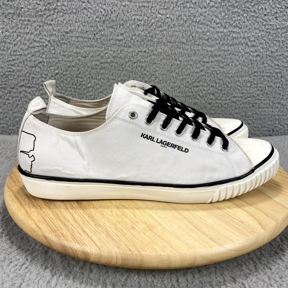 Karl Lagerfeld Paris Canvas Shoes Mens Size 13 Low Top Sneakers Cow Fur Dyed